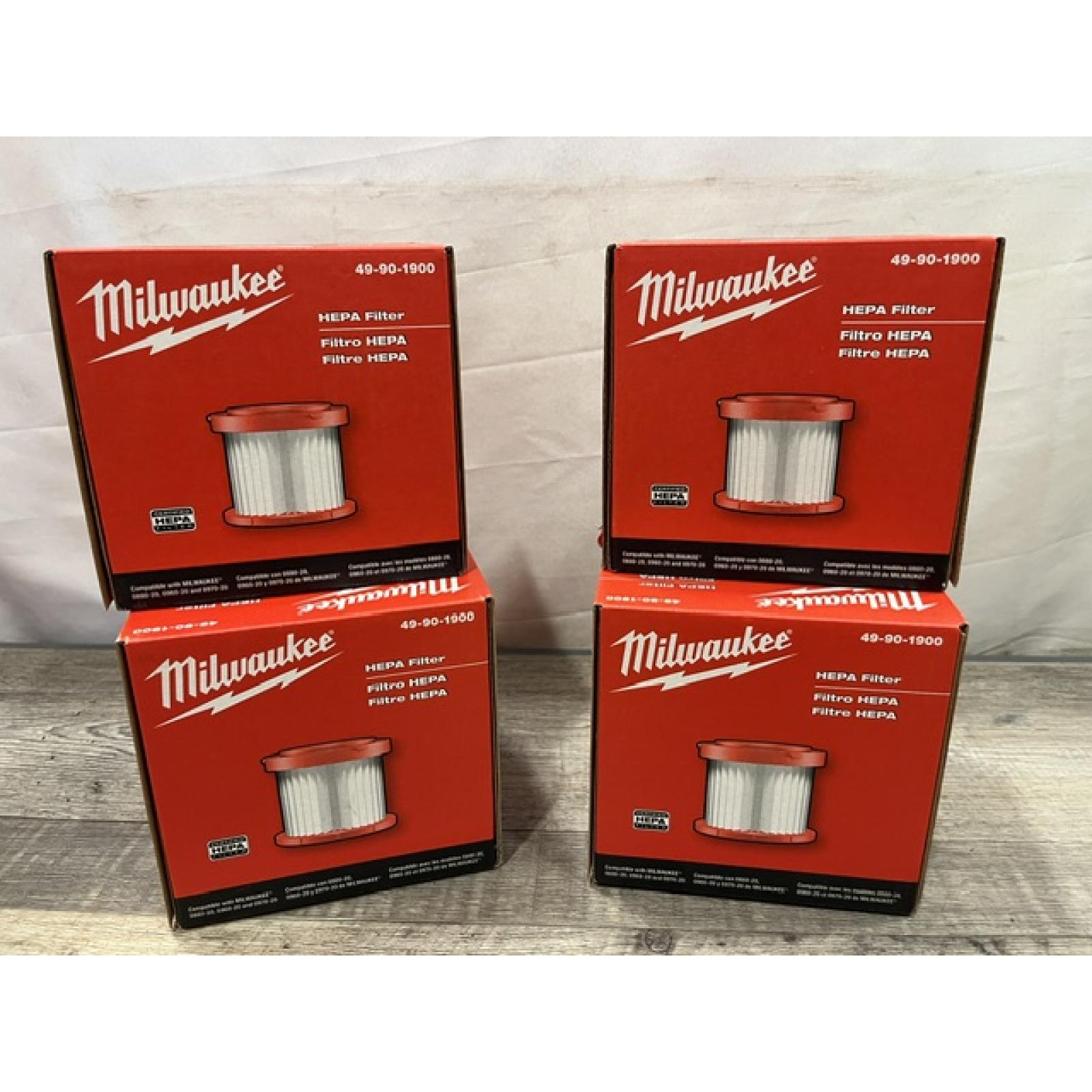 NEW - Milwaukee 18/12 HEPA Wet/Dry Vacuum Filter for Milwaukee Models 0880-20  0970-20  & 0960-20 Vacuums (Lot Of 4)
