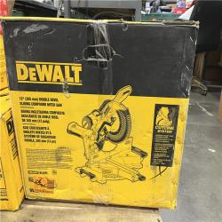 AS-IS DEWALT 15 Amp Corded 12 in. Double Bevel Sliding Compound Miter Saw with XPS Technology, Blade Wrench and Material Clamp