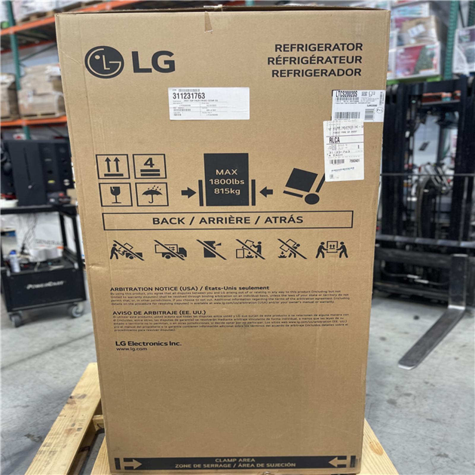 DALLAS LOCATION- LG 30 in. W 20 cu. ft. Top Freezer Refrigerator w/ Multi-Air Flow and Reversible Door in Stainless Steel ENERGY STAR