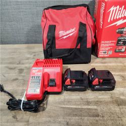 HOUSTON LOCATION - AS-IS Milwaukee M18 18V Lithium-Ion Brushless Cordless Compact Drill/Impact Combo Kit (2-Tool) W/(2) 2.0 Ah Batteries  Charger & Bag