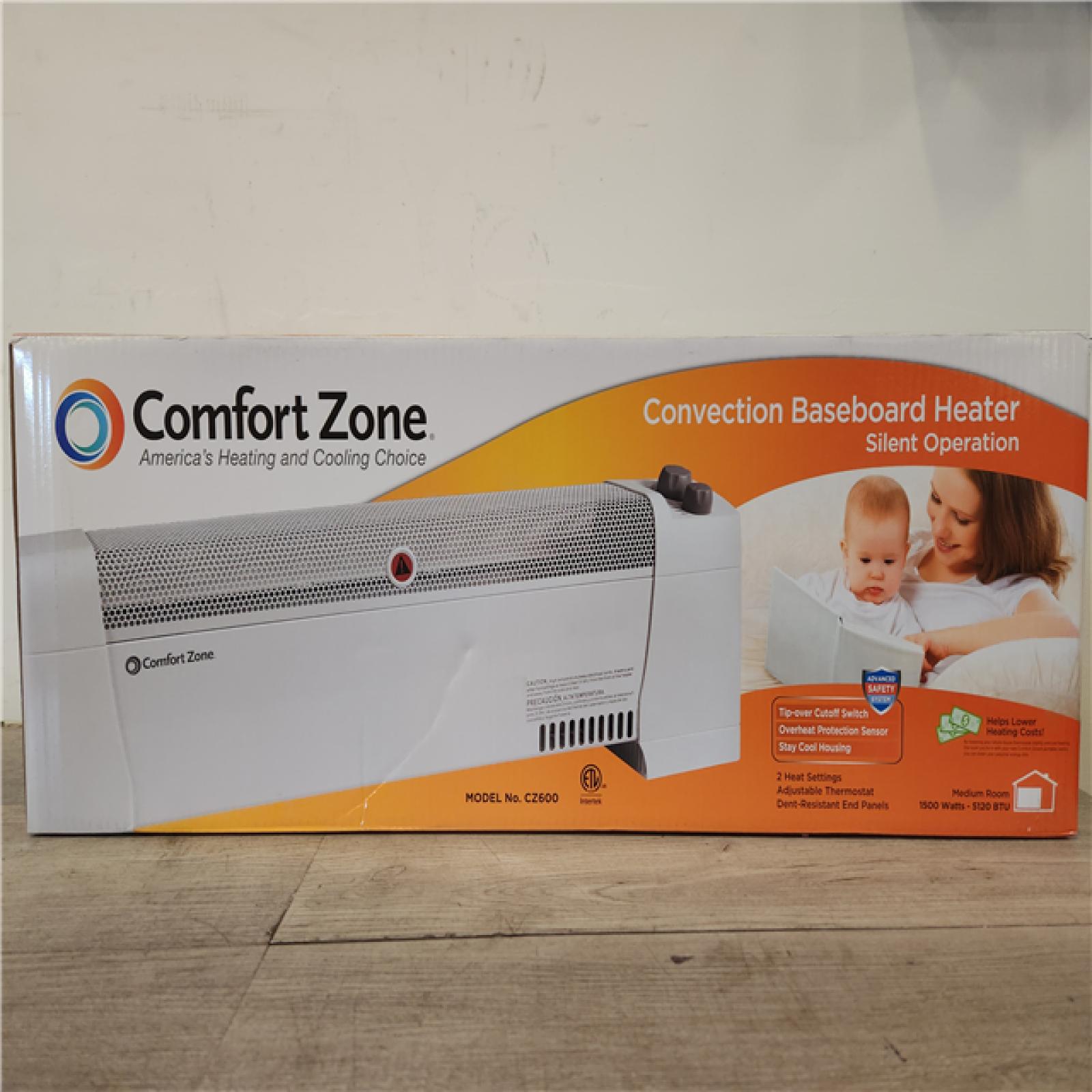 Phoenix Location NEW Comfort Zone 29 in. 1,500-Watt White Convection Baseboard Heater with Silent Operation Pallet (36 Total) (Sealed)