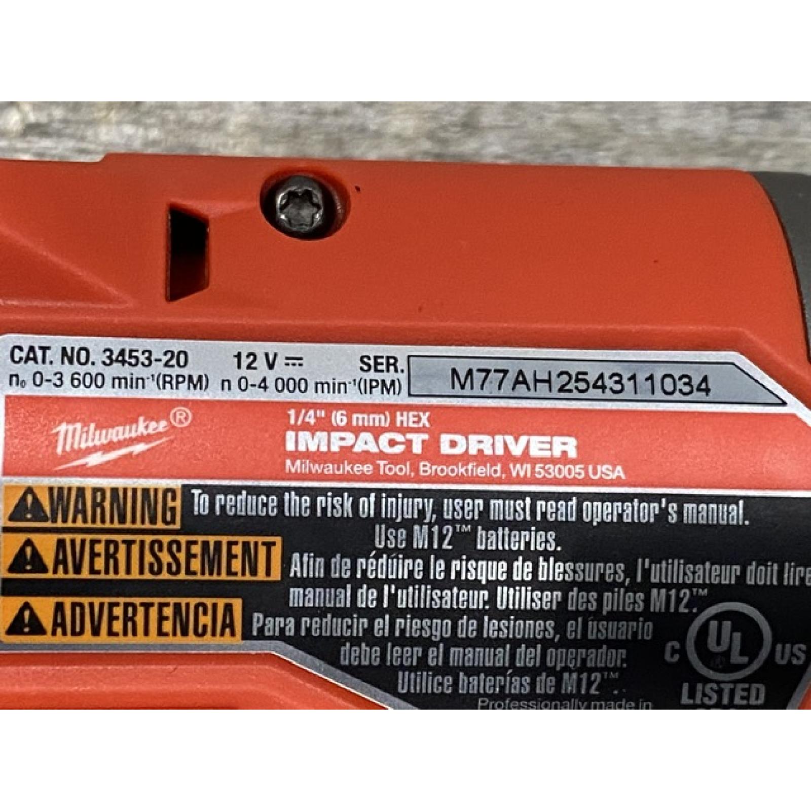 AS-IS Milwaukee  FUEL 12V Lithium-Ion Brushless Cordless 1/4 in. Hex Impact Driver (Tool-Only)