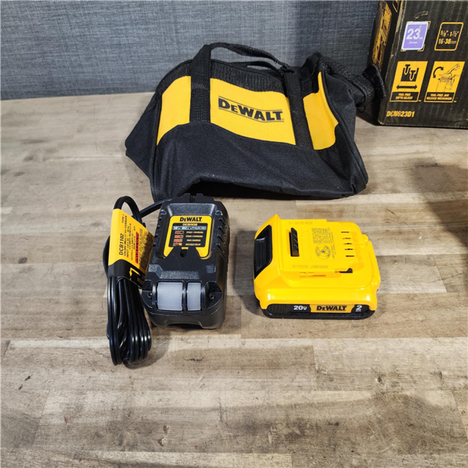 HOUSTON LOCATION - AS-IS (APPEARS LIKE NEW) DEWALT ATOMIC 20V MAX Lithium Ion Cordless 23 Gauge Pin Nailer Kit with 2.0Ah Battery and Charger