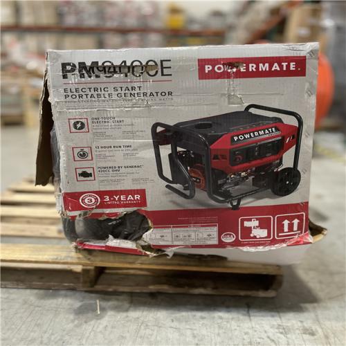 DALLAS LOCATION - AS-IS Powermate PM9400E 7500 Running Watt Electric Start Gasoline Powered Portable Generator 49 ST/CSA	