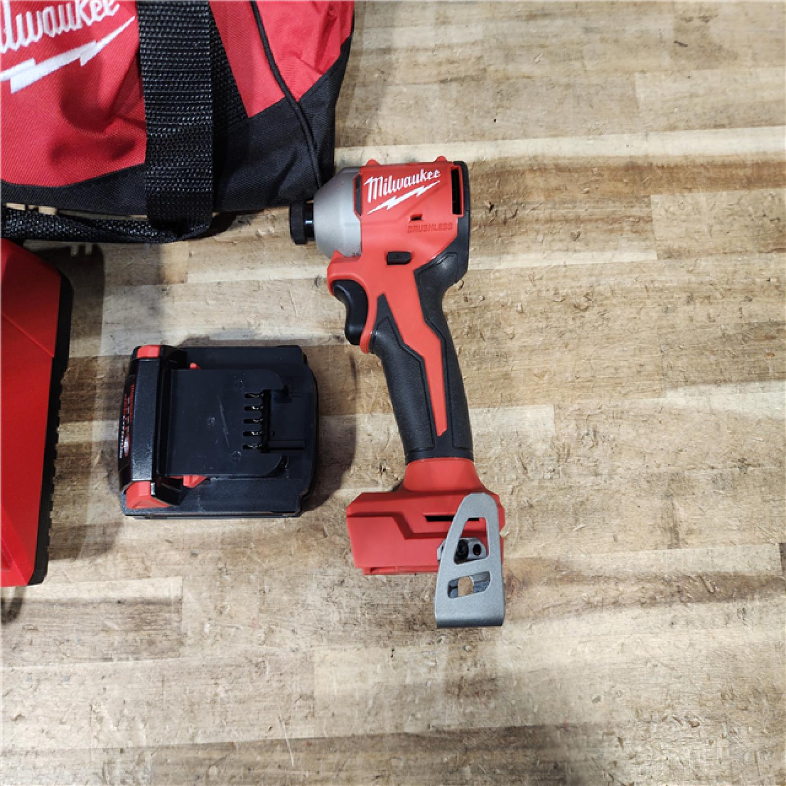 HOUSTON LOCATION - AS - IS Milwaukee 18-Volt Lithium-Ion Compact Brushless Cordless 1/4 in. Impact Driver Kit