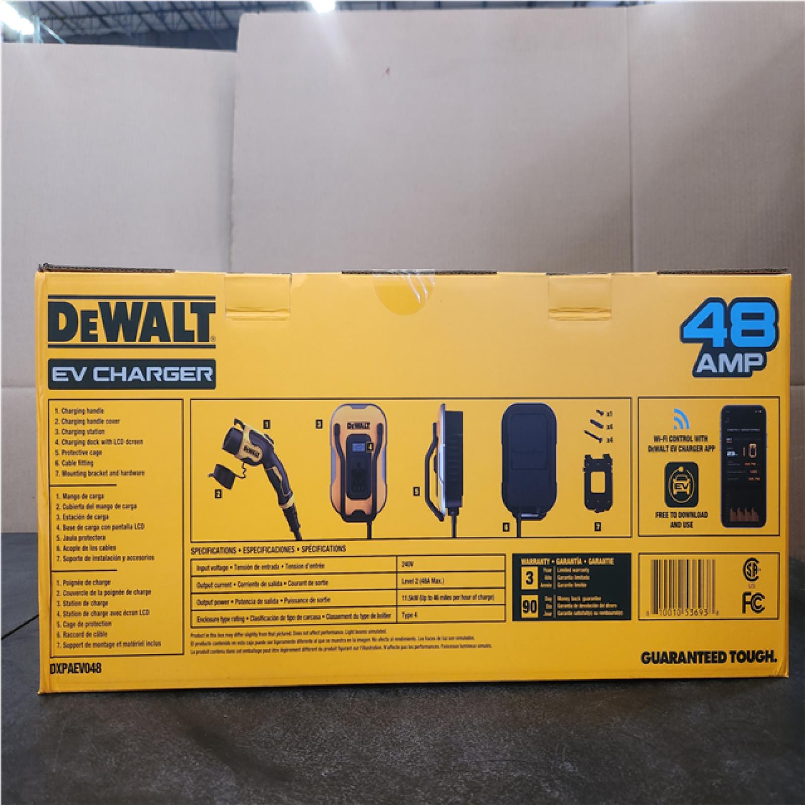 Phoenix NEW DEWALT Level-2 Wall Mounted Electric Vehicle EV Charger up to 48 Amps, 240-Volt AC 11.5 Kw, 25 Ft. Cable, Weatherproof (SEALED)