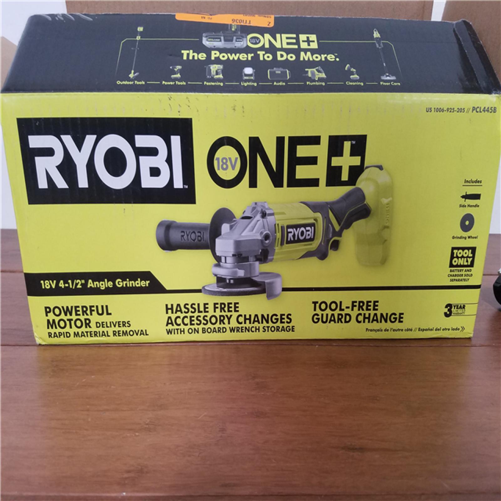CALIFORNIA AS-IS RYOBI ONE+18V 4-1/2ANGLE GRINDER(TOOL ONLY)