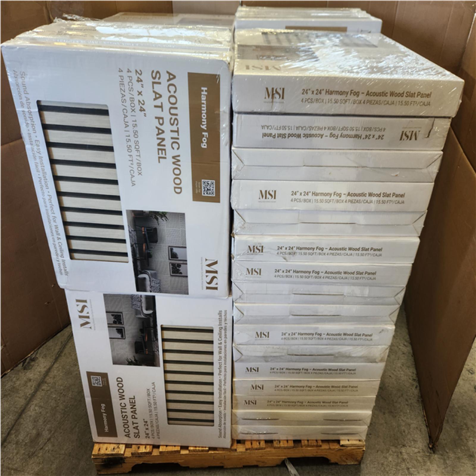 Phoenix NEW MSI Harmony Fog 24 in. x 24 in. Gray Light Wood Slat Decorative Acoustic Sound Absorbing Panels (52-Packs/806 sq. ft.)
