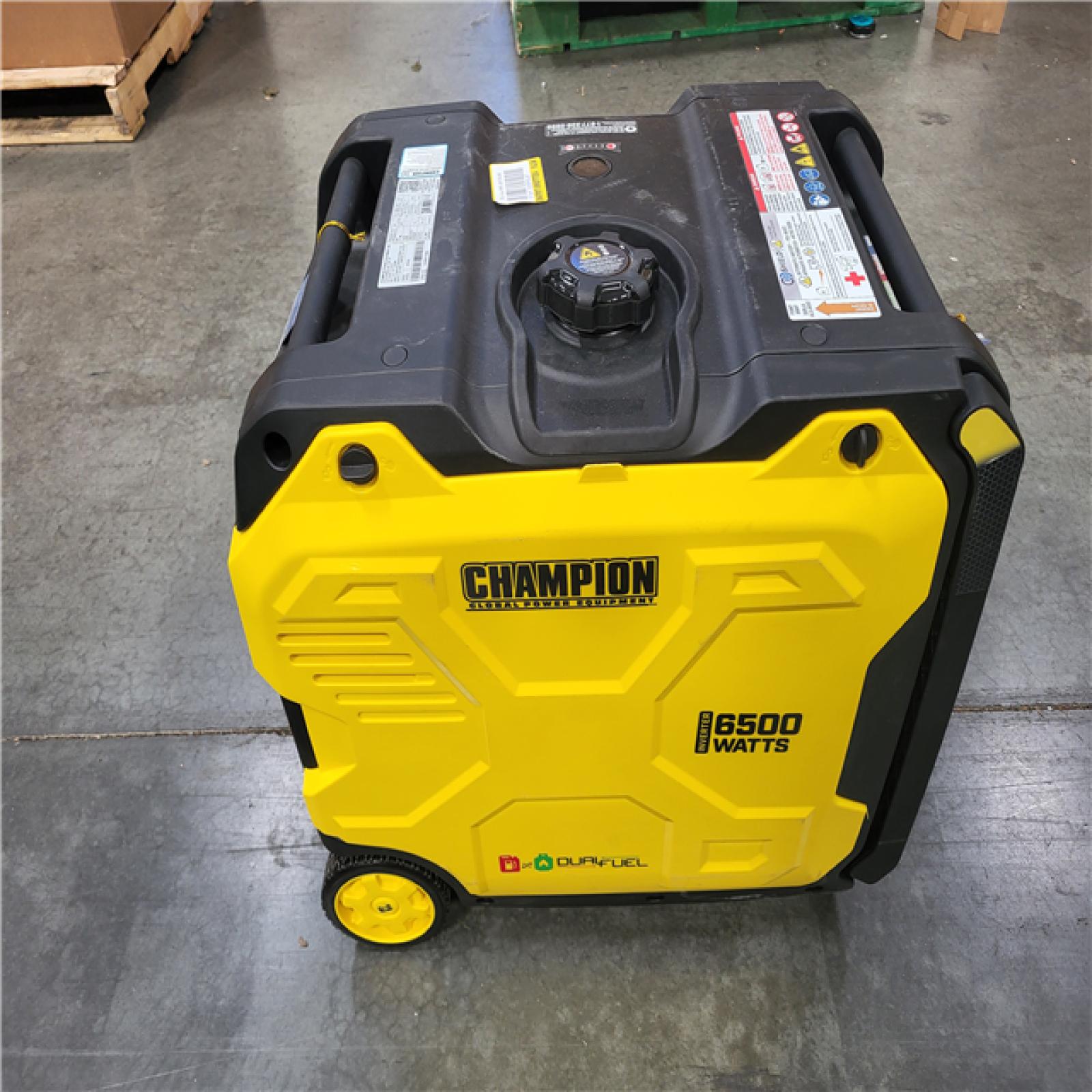 CALIFOR IA AS-IS NEW CHAMPION 6500-WATT GENERATOR W/ CO SHIELD