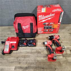 HOUSTON LOCATION - AS-IS Milwaukee M18 18V Lithium-Ion Brushless Cordless Compact Drill/Impact Combo Kit (2-Tool) W/(2) 2.0 Ah Batteries  Charger & Bag