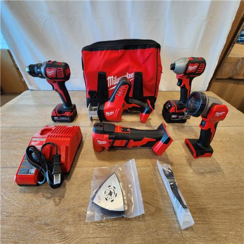 AS-IS- M18 18V Lithium-Ion Cordless Combo Kit (5-Tool) with (2) Batteries  Charger and Tool Bag