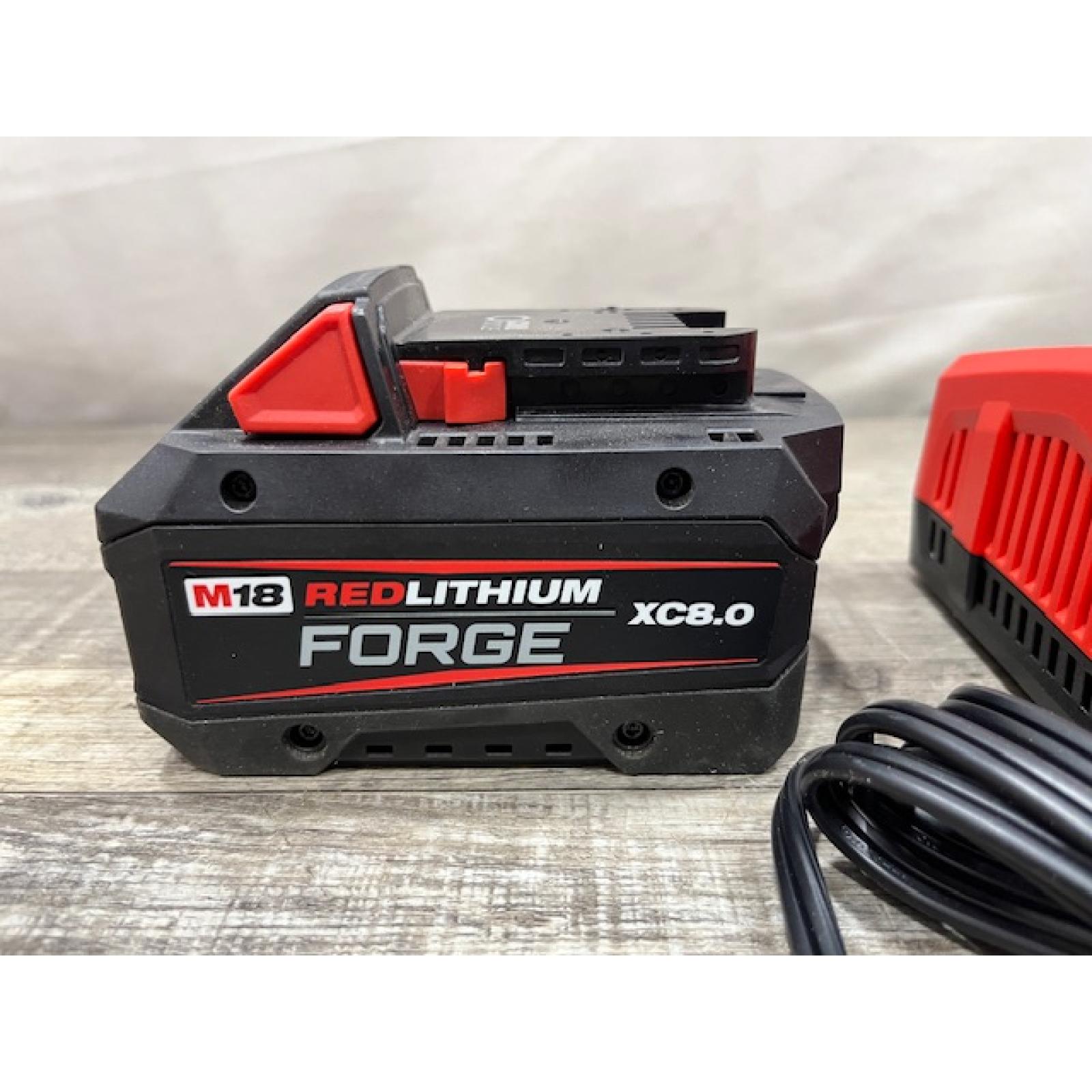 AS-IS Milwaukee 18-Volt Lithium-Ion REDLITHIUM FORGE Starter Kit with 8.0Ah Battery and Rapid Charger