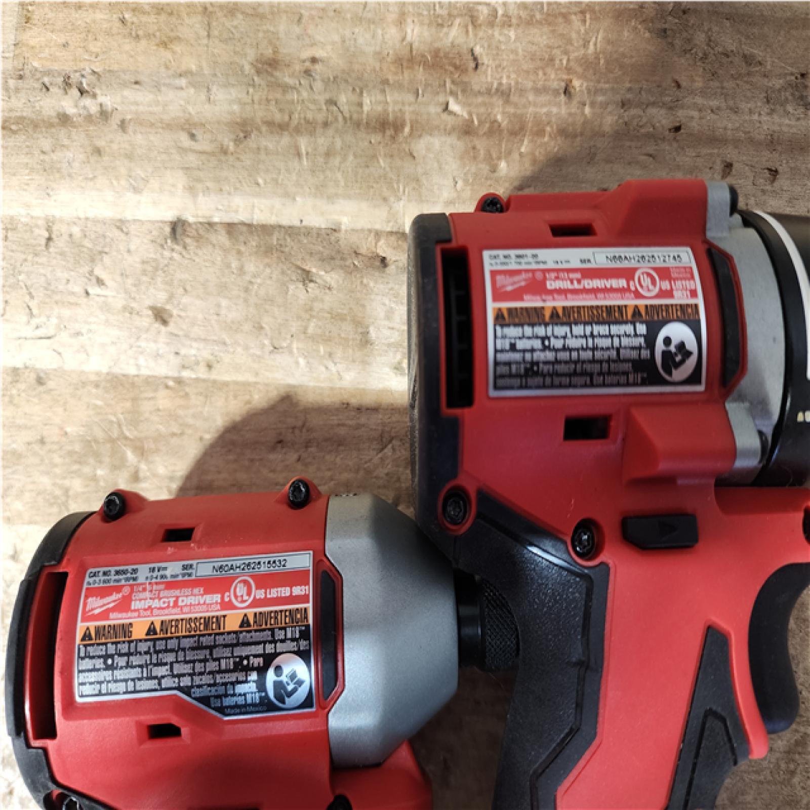 Houston Location AS-IS Milwaukee 18V Lithium-Ion Brushless Cordless Compact Drill/Impact Combo Kit