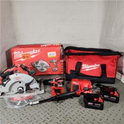 Houston location- AS-IS Milwaukee 2992-22 18V M18 Lithium-Ion Brushless Cordless 2-Tool Combo Kit with 1/2 Hammer Drill/Driver and 7-1/4 Circular Saw 4.0 Ah