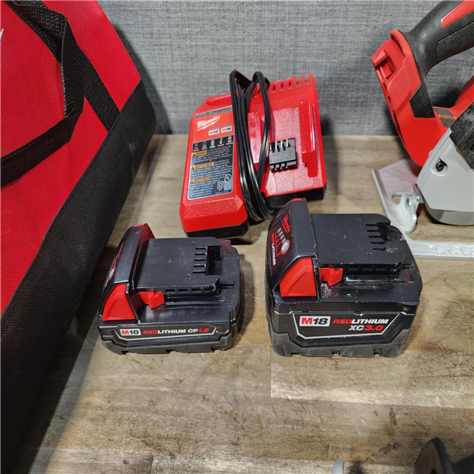 HOUSTON LOCATION - AS-IS M18 18V Lithium-Ion Cordless Combo Kit (5-Tool) with (1) 3.0Ah and (1) 1.5Ah Battery, (1) Charger, (1) Tool Bag