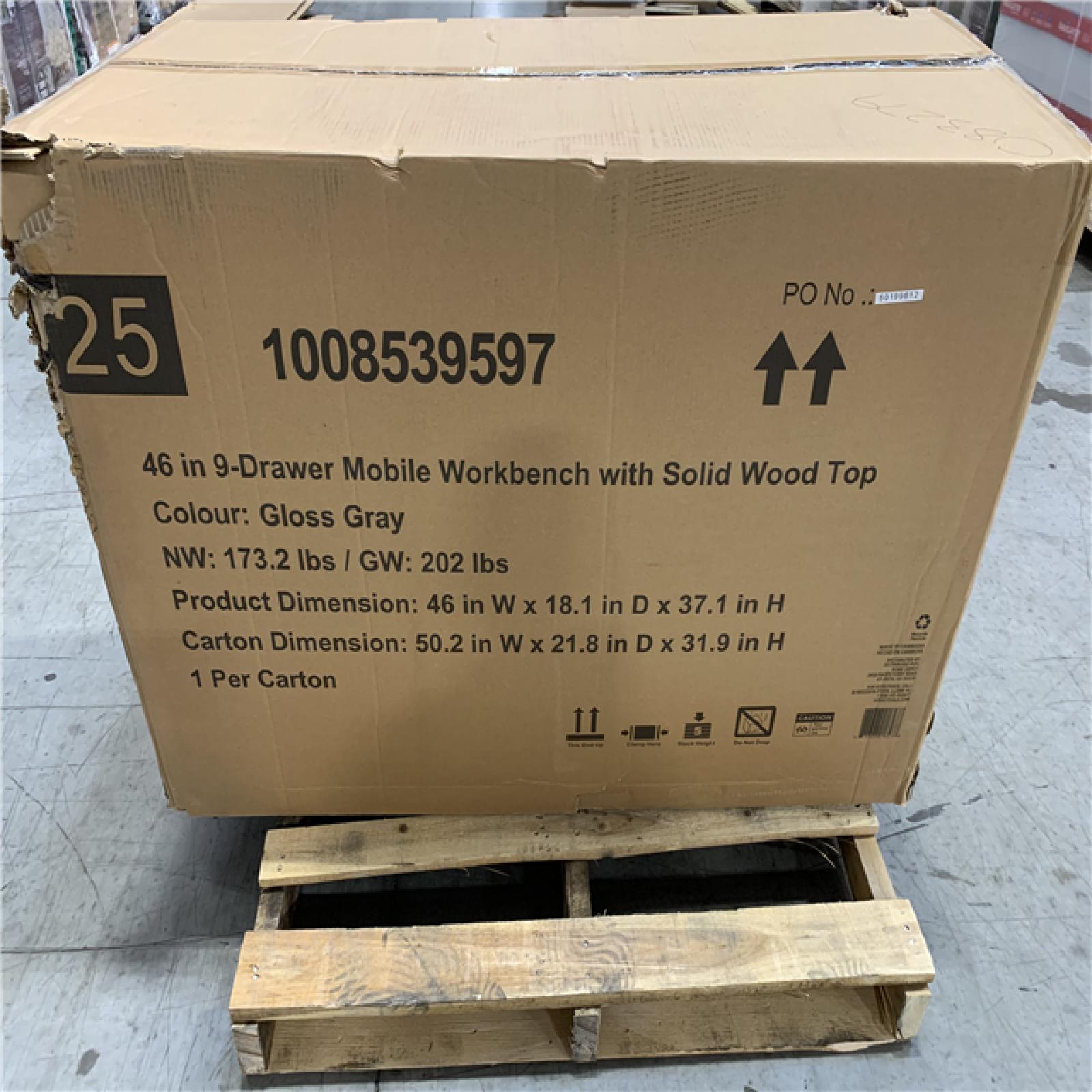 DALLAS LOCATION - HUSKY 46IN 9 DRAWER MOBILE WORKBENCH