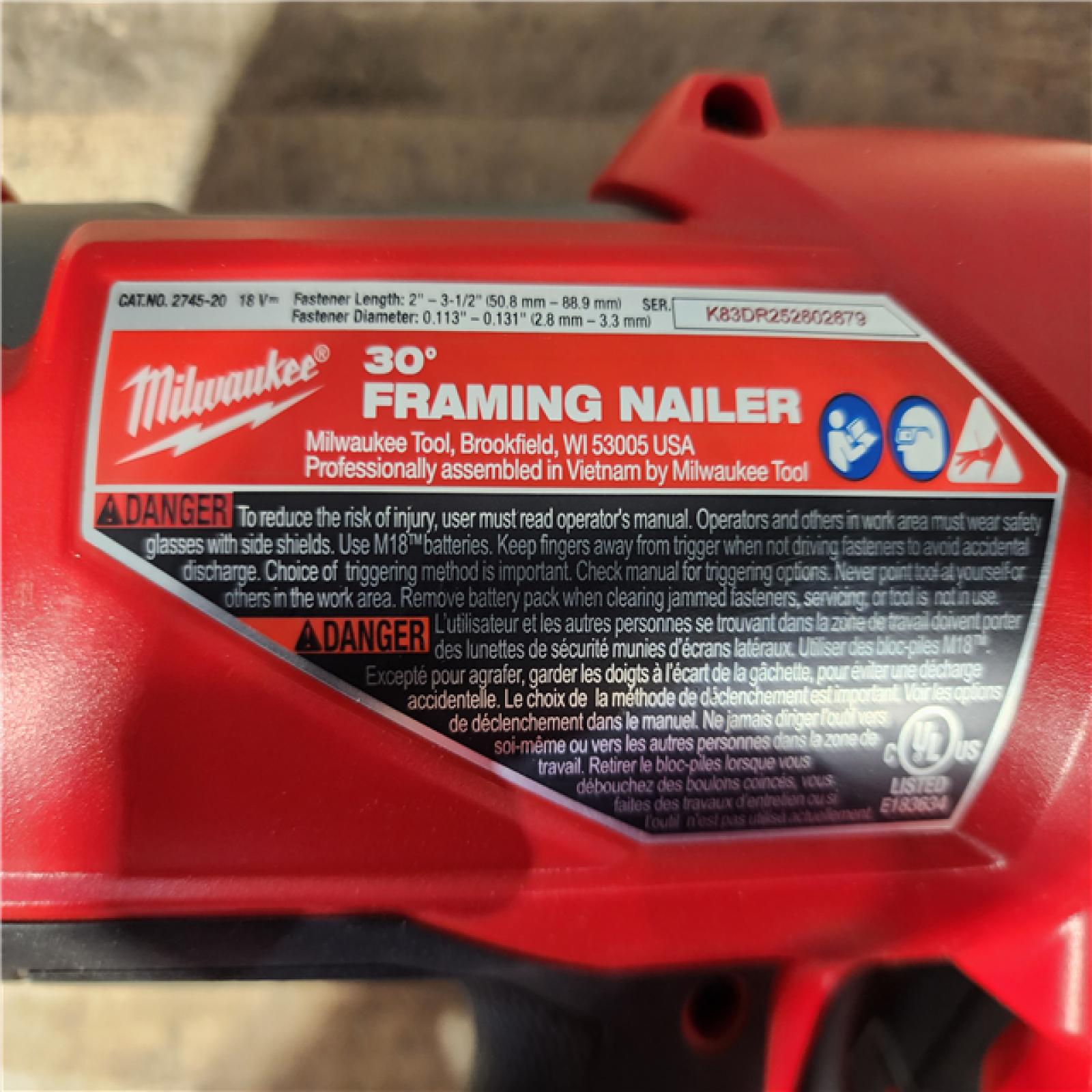 HOUSTON LOCATION - AS-IS Milwaukee FUEL 3-1/2 in. 18-Volt 30-Degree Lithium-Ion Brushless Cordless Framing Nailer (Tool-Only)