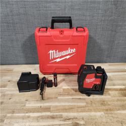 HOUSTON LOCATION - AS-IS Milwaukee Green 100 ft. Cross Line and Plumb Points Rechargeable Laser Level with REDLITHIUM Lithium-Ion