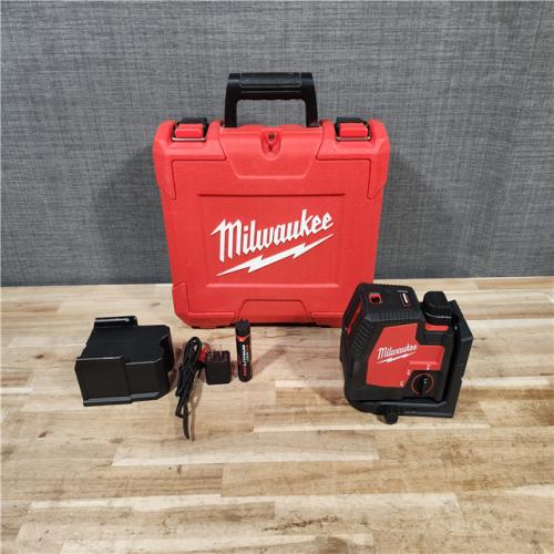 HOUSTON LOCATION - AS-IS Milwaukee Green 100 ft. Cross Line and Plumb Points Rechargeable Laser Level with REDLITHIUM Lithium-Ion