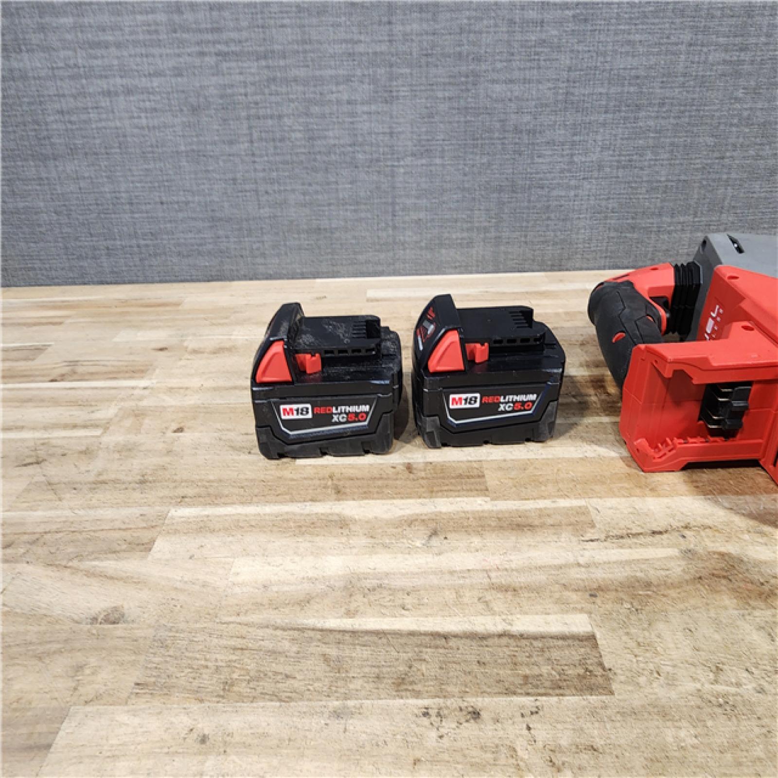 HOUSTON LOCATION - AS - IS Milwaukee  FUEL 18V Lithium-Ion Brushless Cordless 1 in. SDS-Plus Rotary Hammer W/ (2) BATTERIES