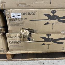 DALLAS LOCATION- Hampton Bay 37849 Wellston II 44 in. LED Matte Black Ceiling Fan with Light Kit (48 UNITS)