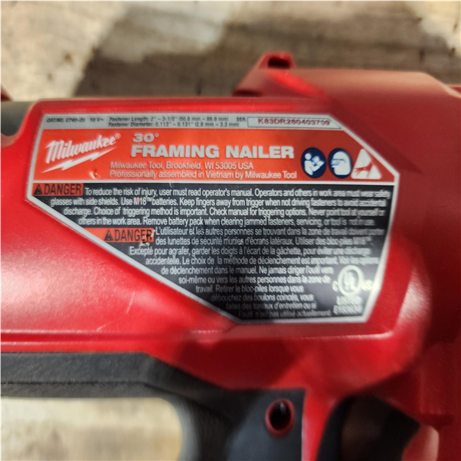 HOUSTON LOCATION - AS - IS Milwaukee FUEL 3-1/2 in. 18-Volt 30-Degree Lithium-Ion Brushless Cordless Framing Nailer (Tool-Only)