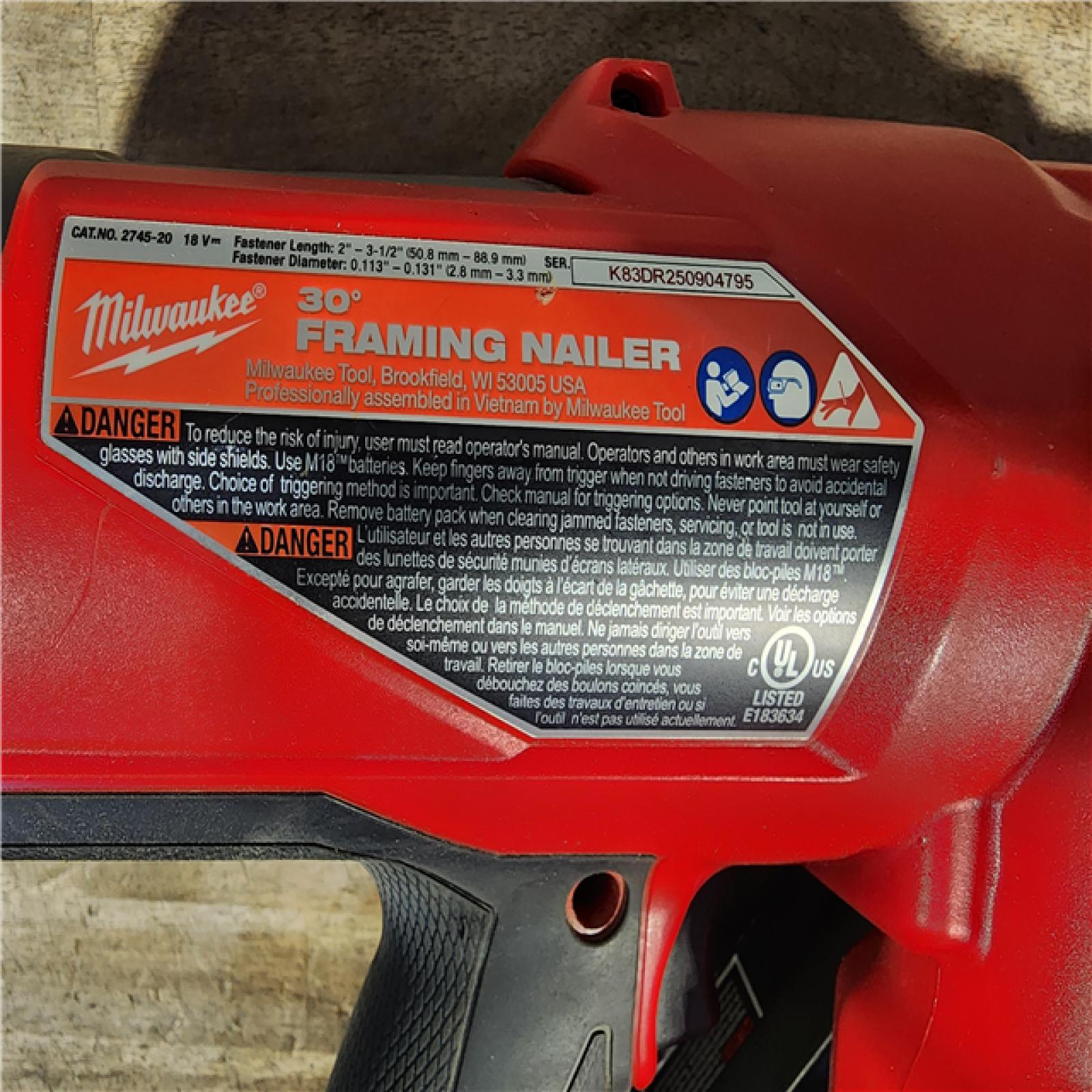 HOUSTON LOCATION - AS-IS Milwaukee M18 FUEL 30 Degree Framing Nailer (TOOL ONLY)