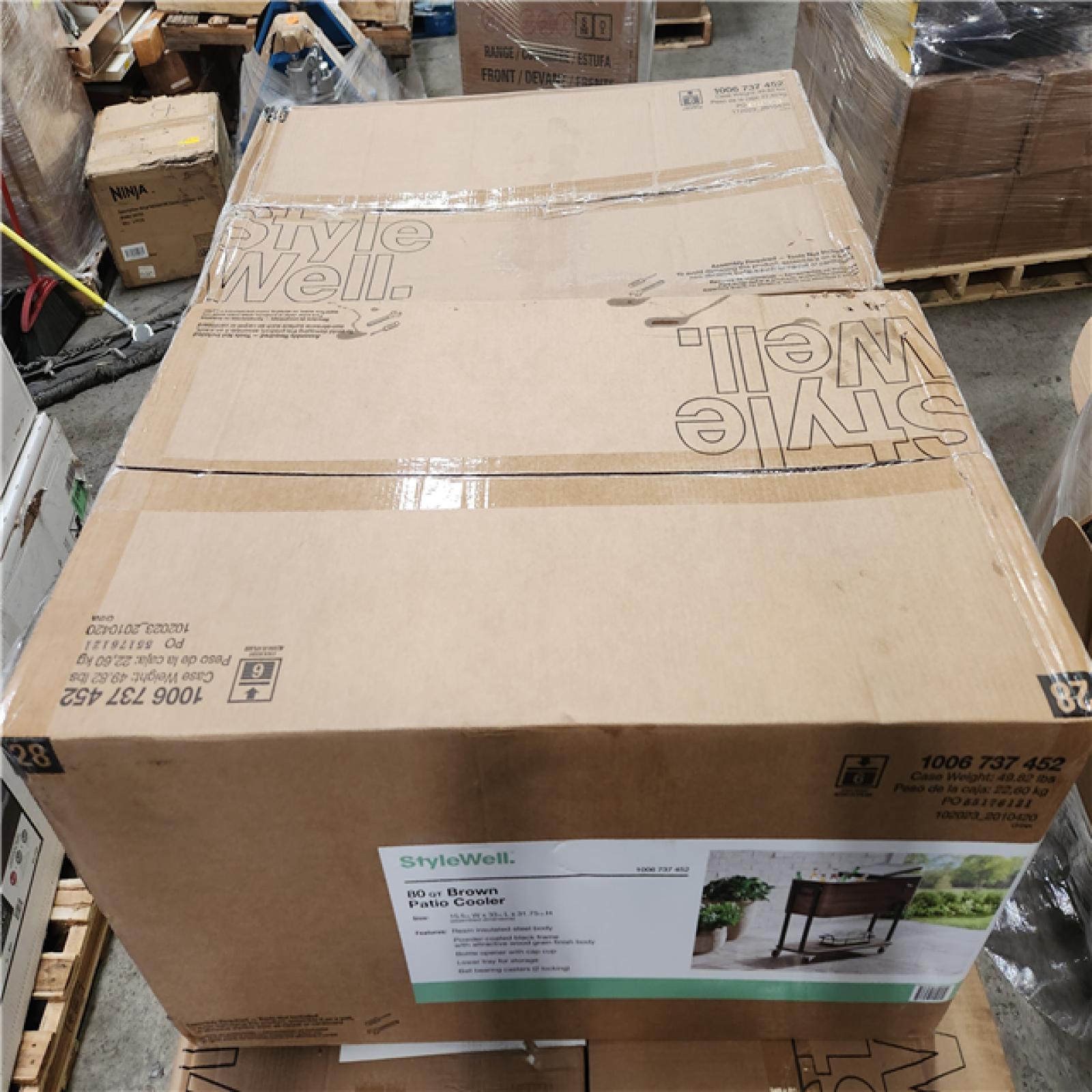 Phoenix Location StyleWell 80 Qt. Brown Woodgrain Cooler with Black Pallet (8-Total)