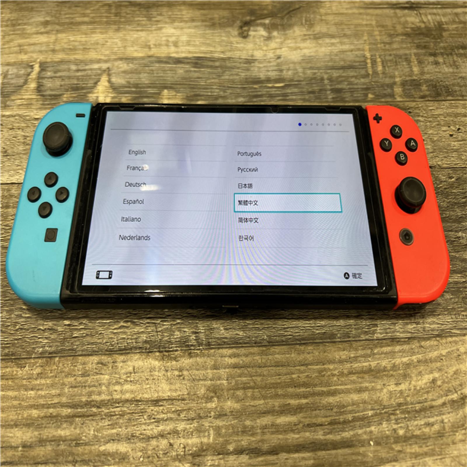 AS-IS Nintendo Switch with Neon Blue and Neon Red Joy-Con