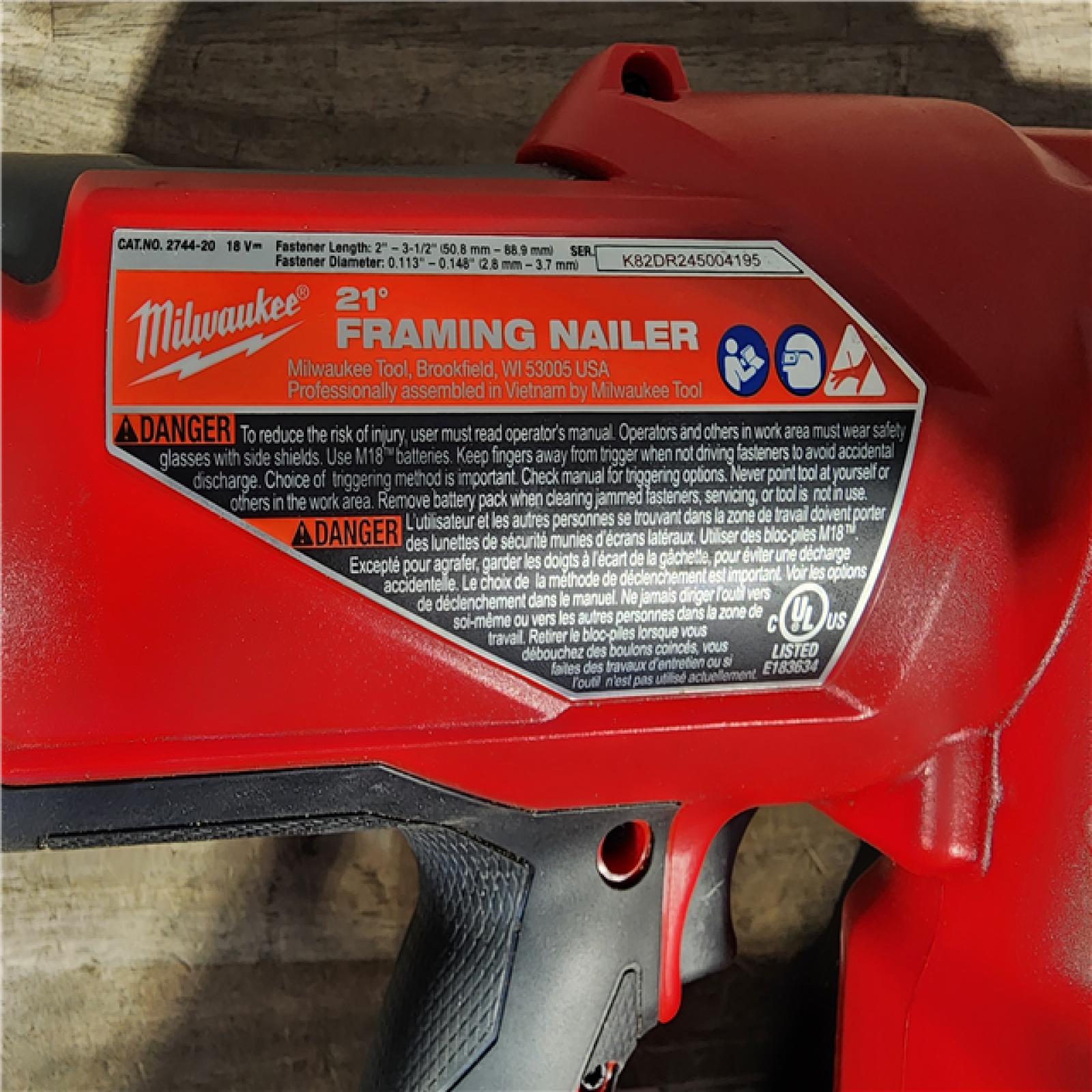 HOUSTON LOCATION - AS-IS (APPEARS LIKE NEW) Milwaukee 2744-20 M18 FUEL 3-1/2 in. 18V 21-Degree Lithium-Ion Brushless Cordless Framing Nailer (Tool-Only)