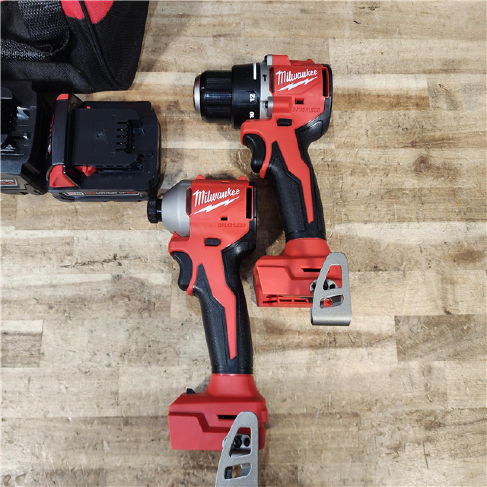 HOUSTON LOCATION - AS - IS Milwaukee 18-Volt Lithium-Ion Brushless Cordless Compact Hammer Drill/Impact Combo Kit