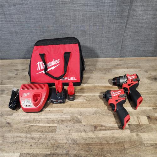 HOUSTON LOCATION - AS-IS Milwaukee FUEL 12-Volt Lithium-Ion Brushless Cordless Hammer Drill and Impact Driver Combo Kit