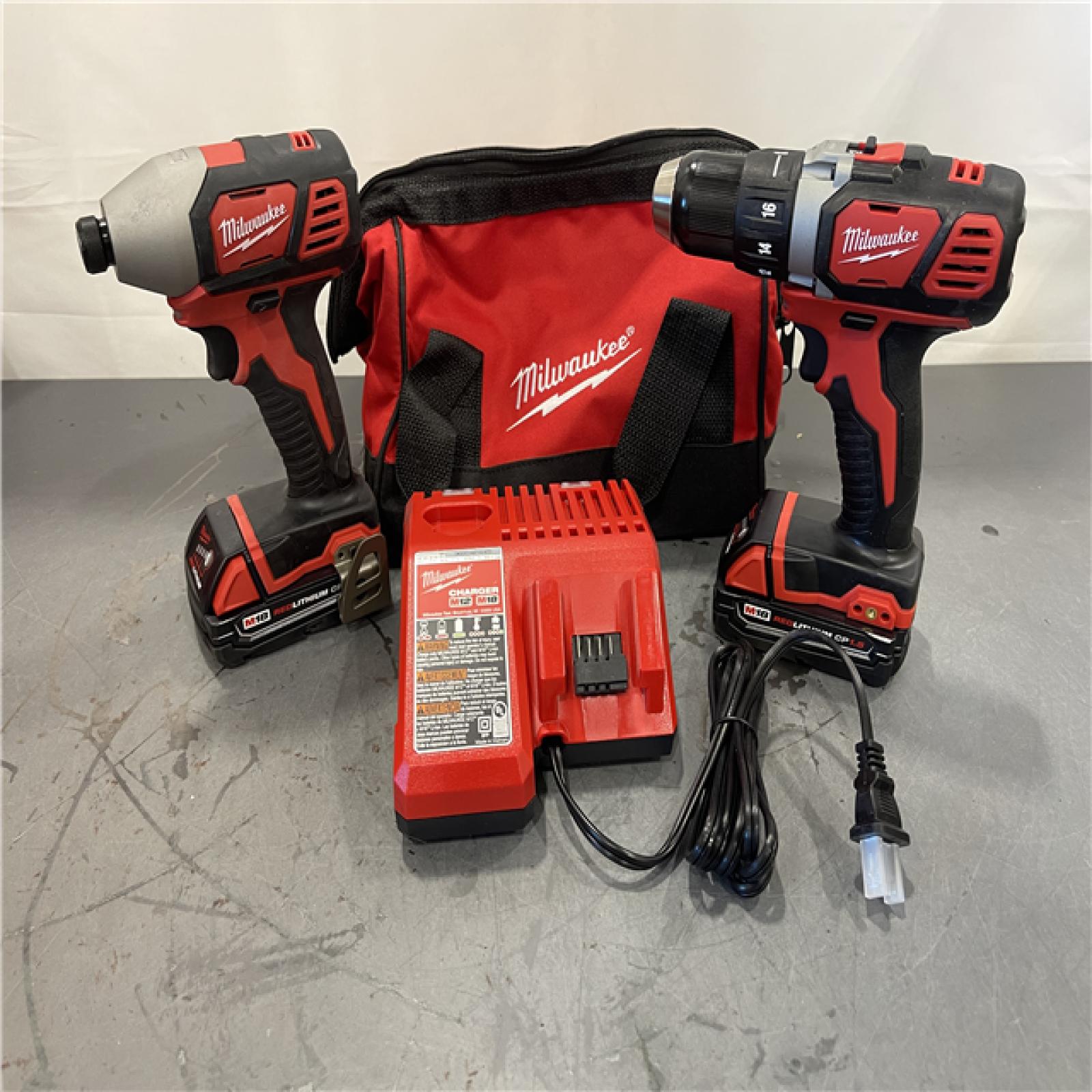 AS-IS - Milwaukee 18V Cordless Brushed 2-Tool Drill/Driver and Impact Driver Kit