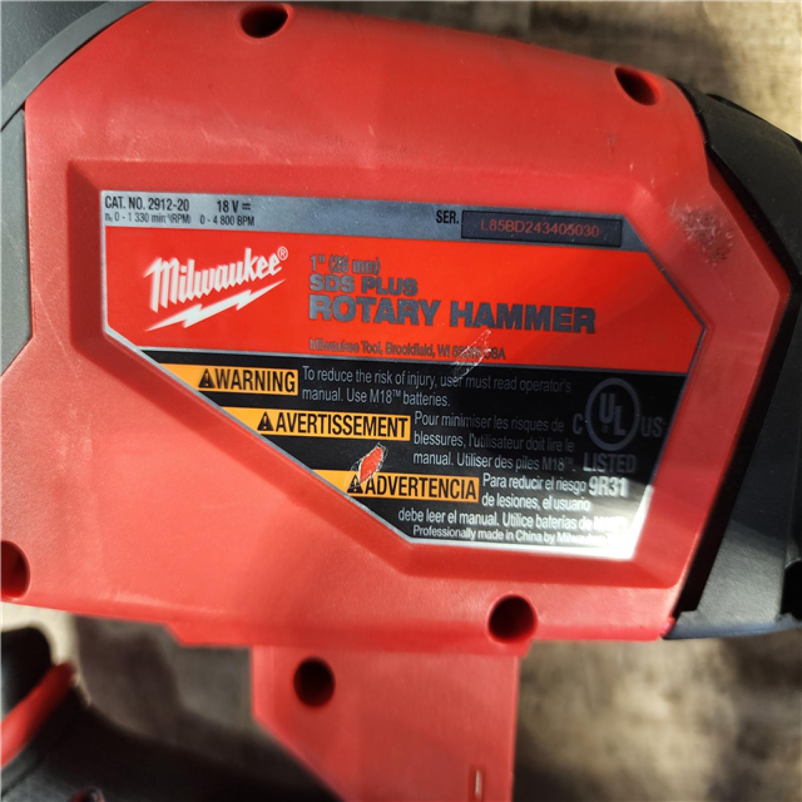 HOUSTON LOCATION - AS-IS Milwaukee FUEL 18V Lithium-Ion Brushless Cordless 1 in. SDS-Plus Rotary Hammer (Tool-Only)