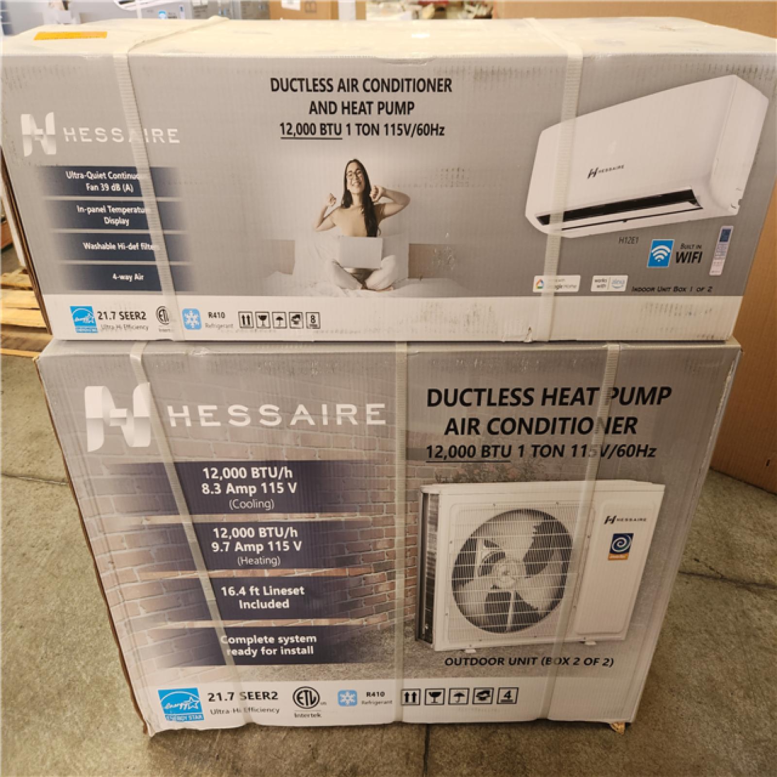 Phoenix NEW Hessaire DIY 22 SEER2 12 000 BTU Wi-Fi 1-Ton Ductless Mini Split Air Conditioner and Heat Pump Variable Speed Inverter-115-Volt (SEALED)