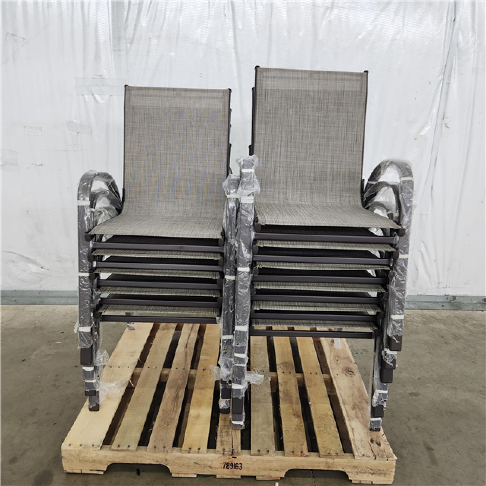 Houston Location - AS-IS Home Improvement Pallets Stacking Sling Chair size 21.5in W x 27.9in L x 35.9in H (11 Qty.)