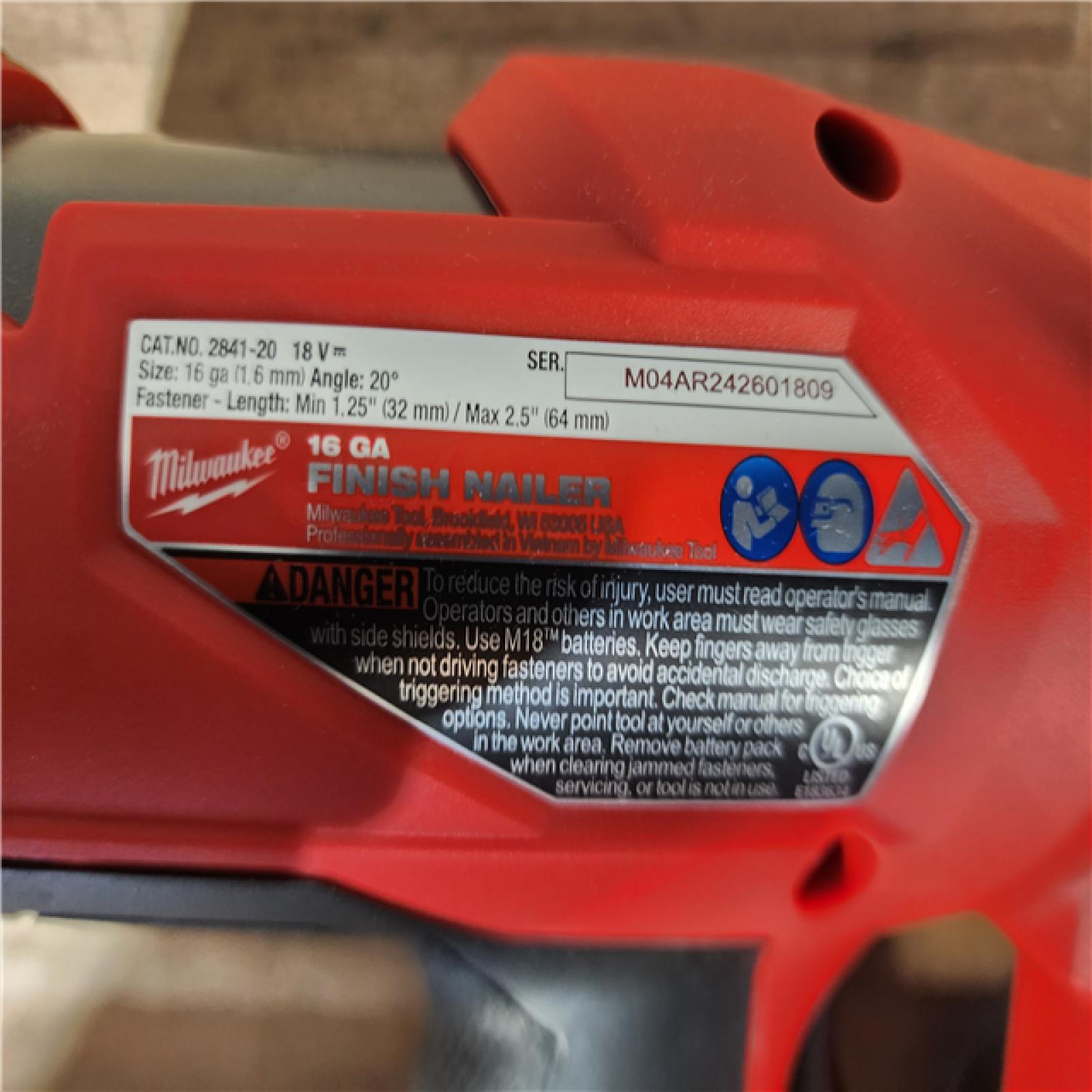 HOUSTON LOCATION - AS-IS (APPEARS LIKE NEW) Milwaukee FUEL 18-Volt Lithium-Ion Brushless Cordless Gen II 16-Gauge Angled Finish Nailer (Tool-Only)