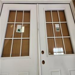 Phoenix NEW MMI DOOR 72 in. x 80 in. White Internal Grilles Right-Hand Inswing 1/2-Lite Clear Glass 2-Panel Primed Steel Prehung Front Door