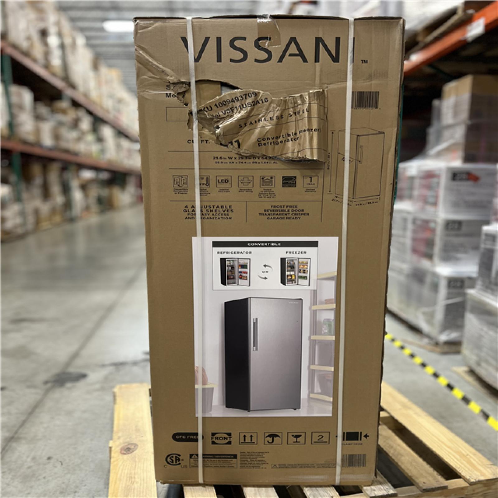 DALLAS LOCATION - AS-IS Vissani 24 in. 11 cu. ft. Convertible Auto Defrost Garage Ready Upright Freezer/Refrigerator in Stainless Steel  Energy Star