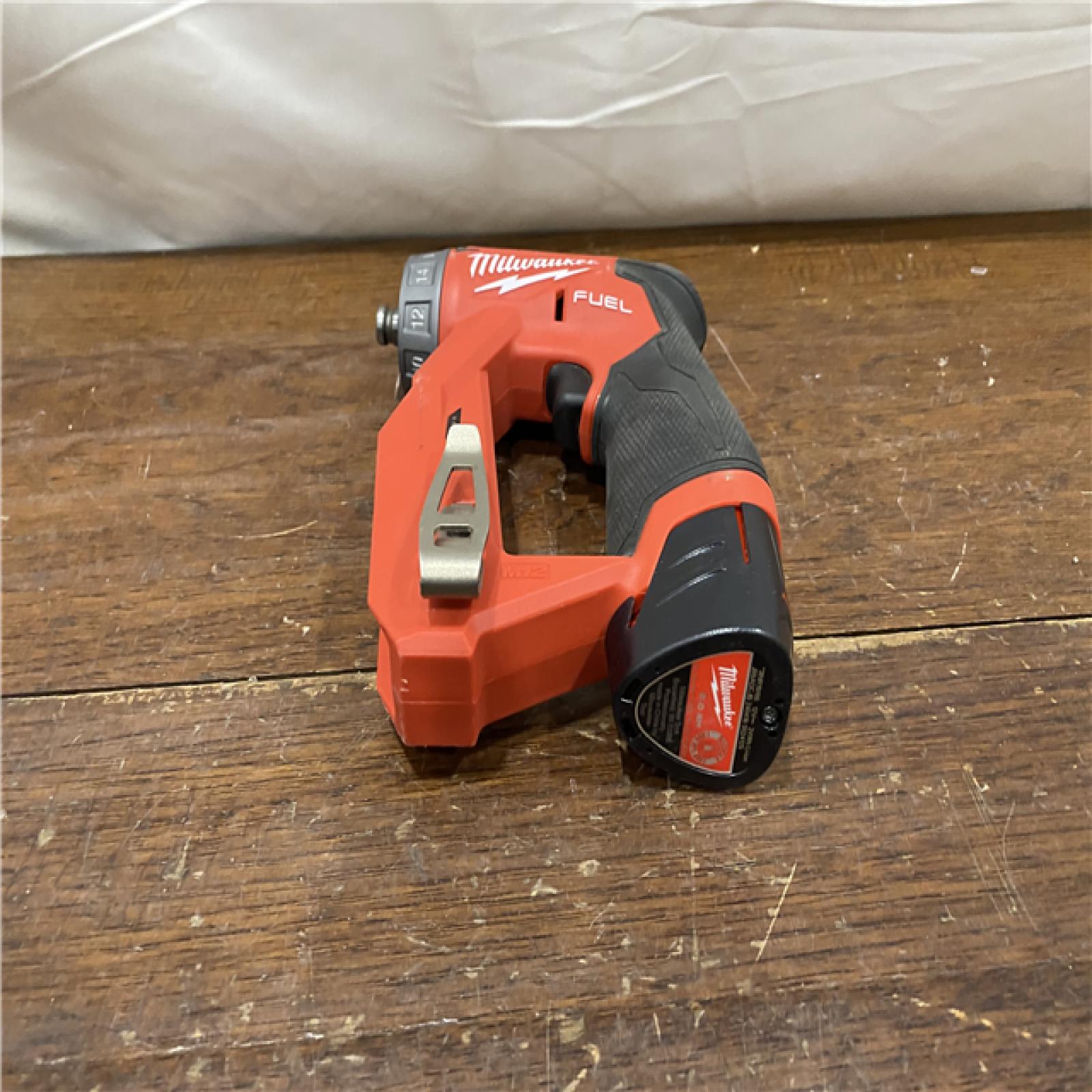 AS-IS Milwaukee M12 FUEL 12V Lithium-Ion Brushless Cordless 4-in-1 Installation 3/8 in. Drill Driver Kit with 4-Tool Heads