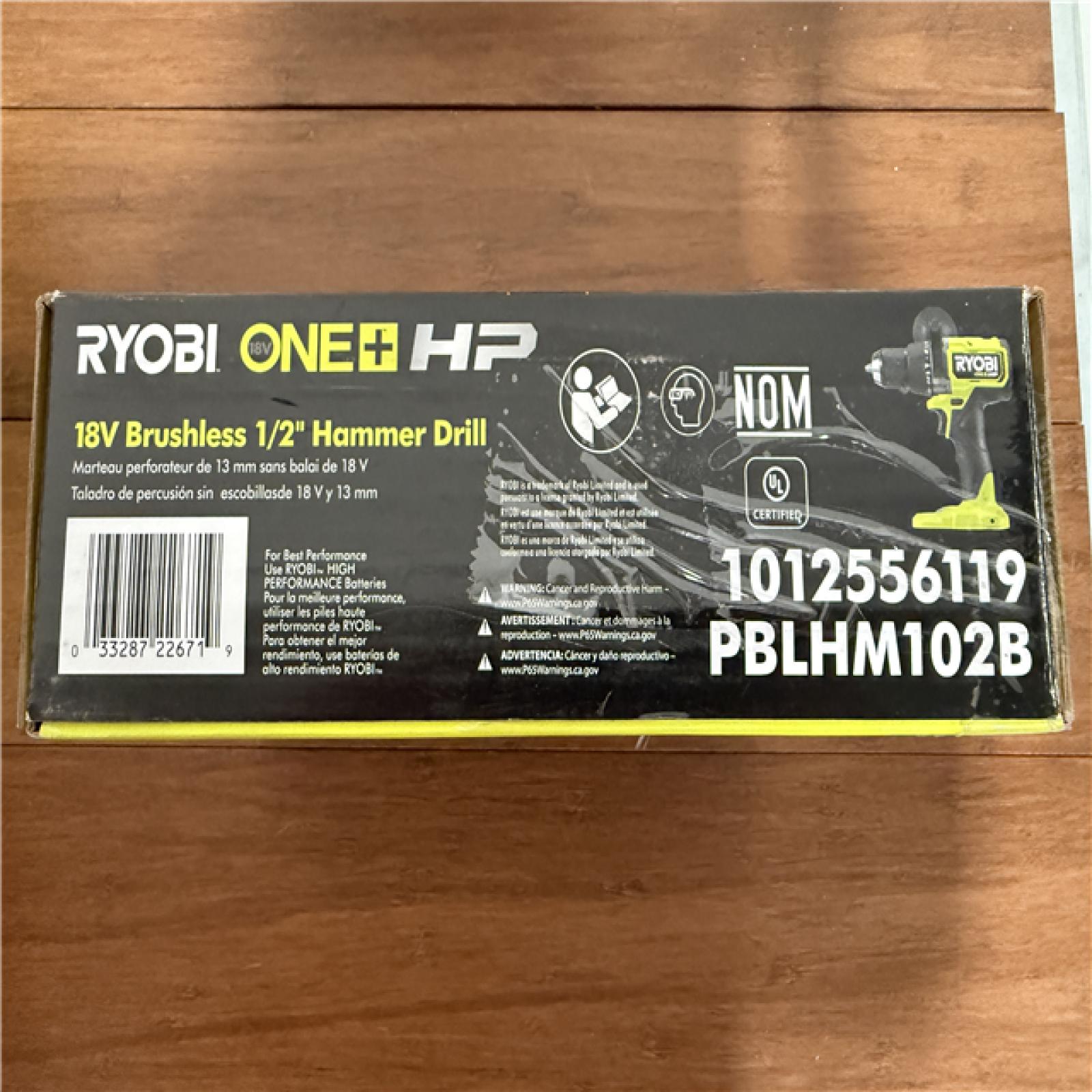 California NEW/Sealed Box Ryobi 18V Brushless 1/2 Hammer Drill
