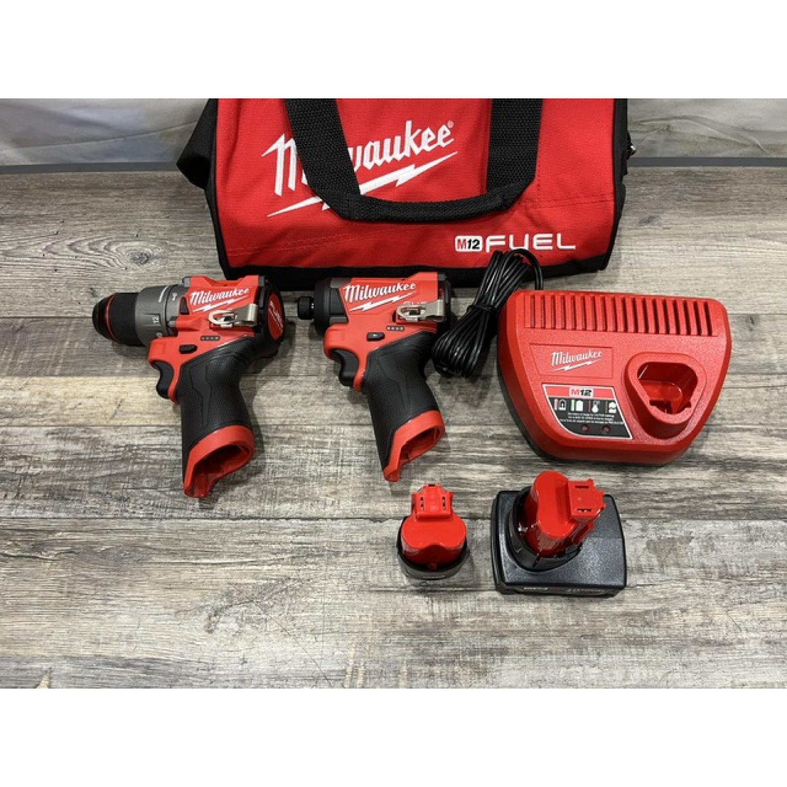 AS-IS Milwaukee FUEL 12-Volt Lithium-Ion Brushless Cordless Hammer Drill and Impact Driver Combo Kit