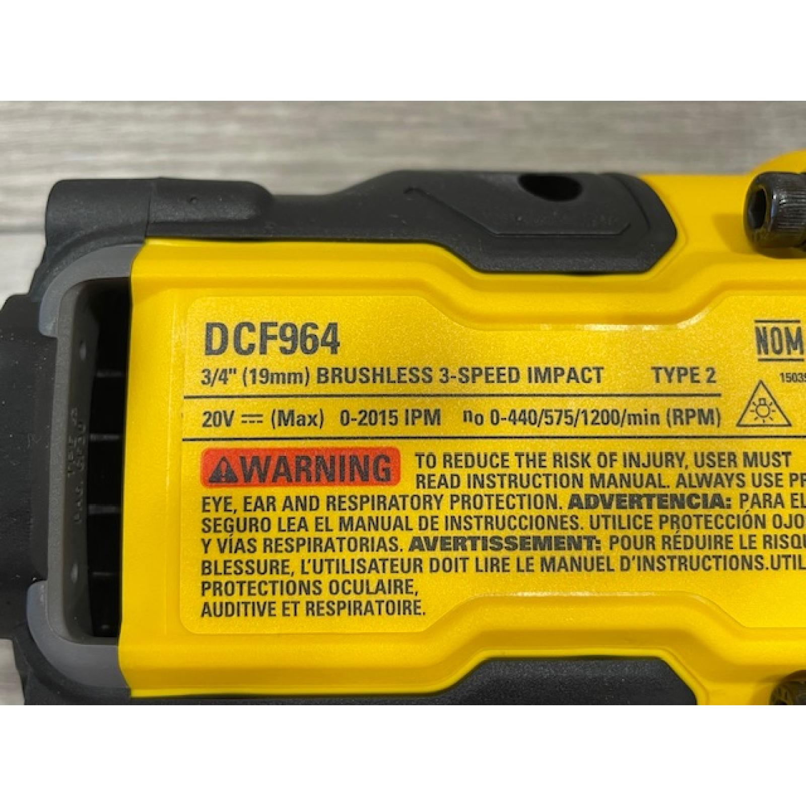 AS-IS DEWALT 20v Max Xr Brushless Cordless 3/4in High Torque Impact Wrench W/ Anvil Kit & Powerstack