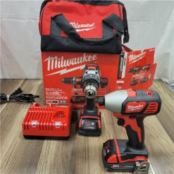 AS-IS  Milwaukee 18V Cordless Brushed 2 Tool Drill/Driver and Impact Driver Kit