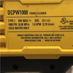 AS-IS DEWALT FLEXVOLT 60V MAX 1000 PSI 1.0 GPM Cold Water Cordless Power Cleaner (Tool Only)