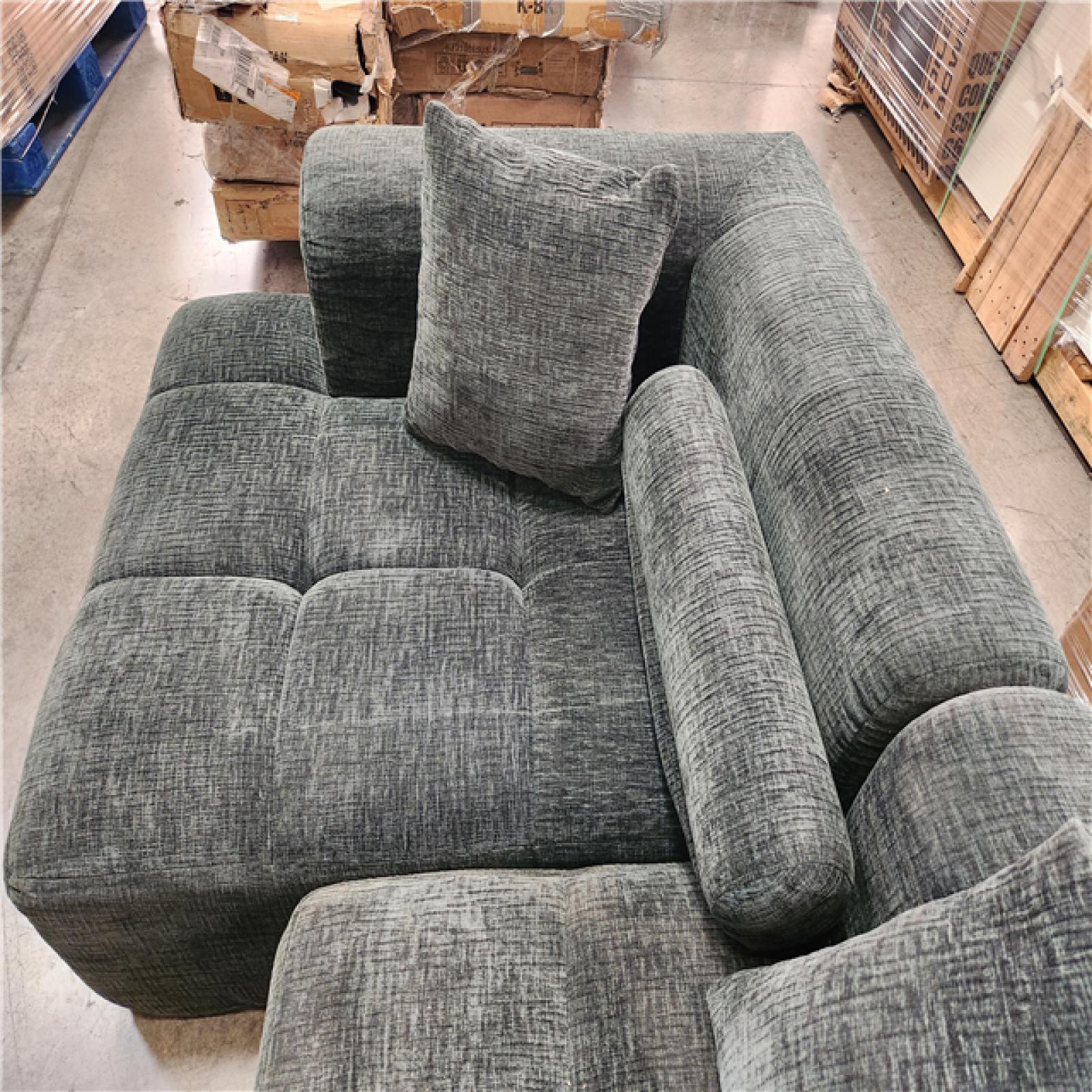Phoenix AS-IS Nestfair 50.4 in. W Chenille Modular Couch Sectional Sofa in Green with 2-Side Pockets