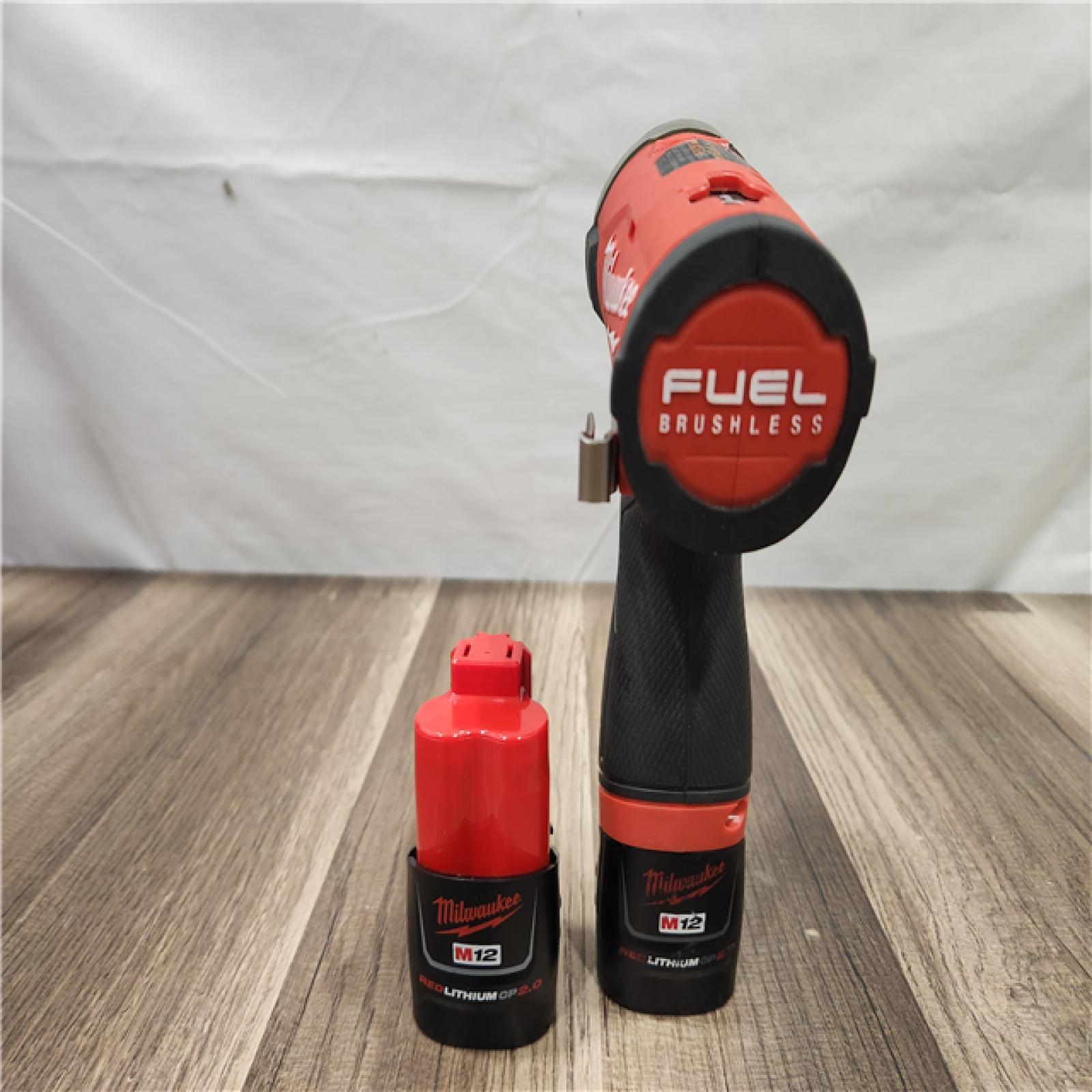AS-IS- Milwaukee M12 FUEL SURGE 12V Lithium-Ion Brushless Cordless 1/4 in. Hex Impact Driver Compact Kit W/Two 2.0Ah Batteries  Bag