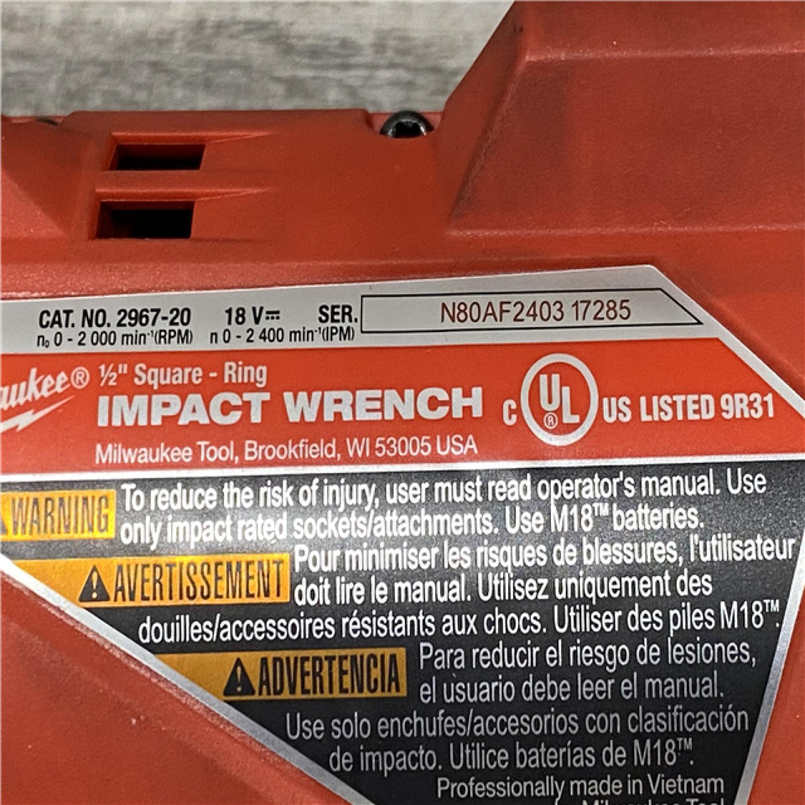 AS-IS Milwaukee FUEL 18V Lithium-Ion Brushless Cordless 1/2 in. Impact Wrench w/Friction Ring Kit