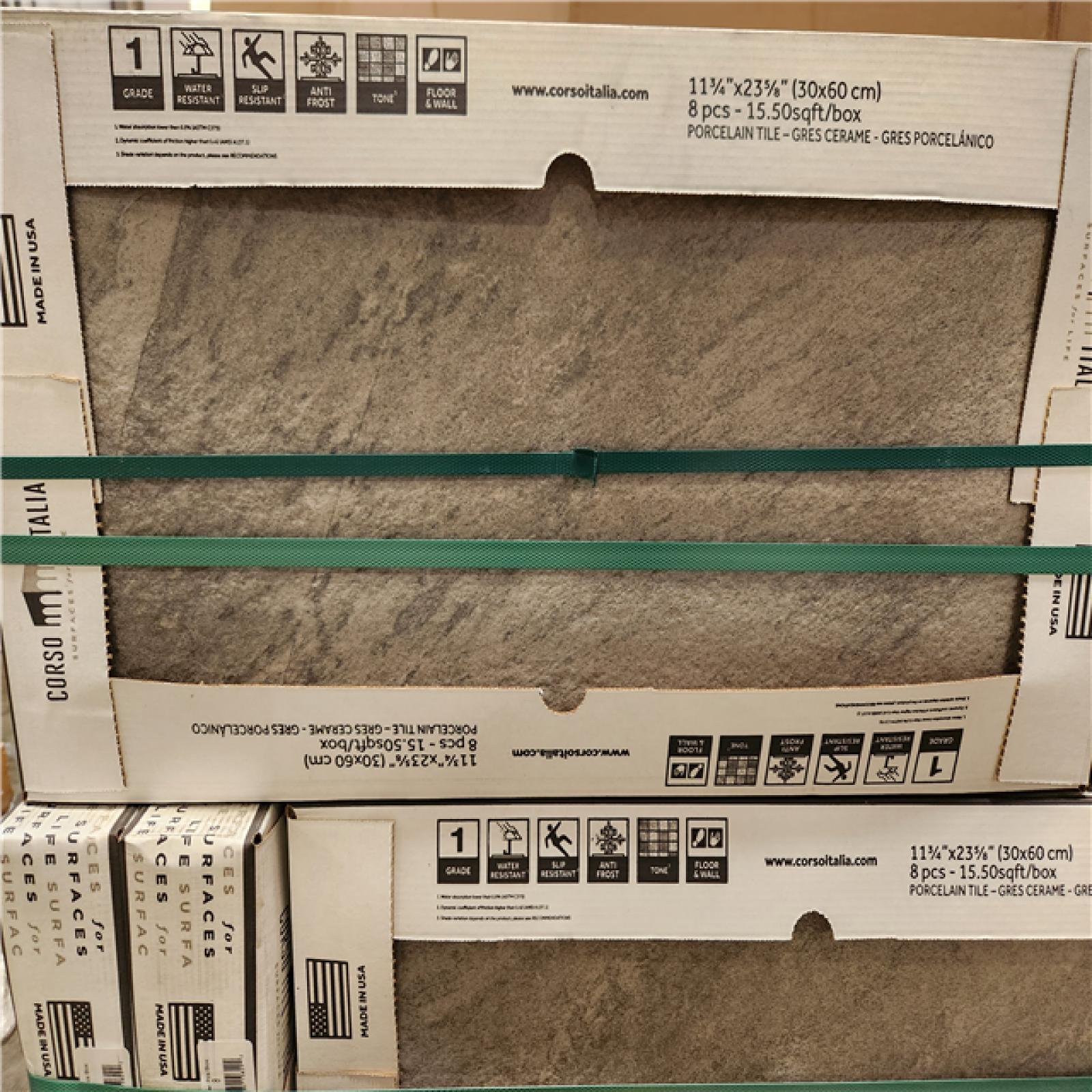 Phoenix AS-IS Corso Italia Alpe Graphite Matte 12 in. x 24 in. Quartzite Stone Look Porcelain Floor and Wall Tile (496 sq. ft./32 Case)