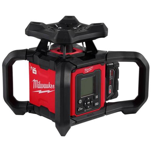 LIKE-NEW- M18 4000 Ft. Red Exterior Dual Slope Rotary Laser Level Kit with Receiver  Remote  Grade Rod and Tripod